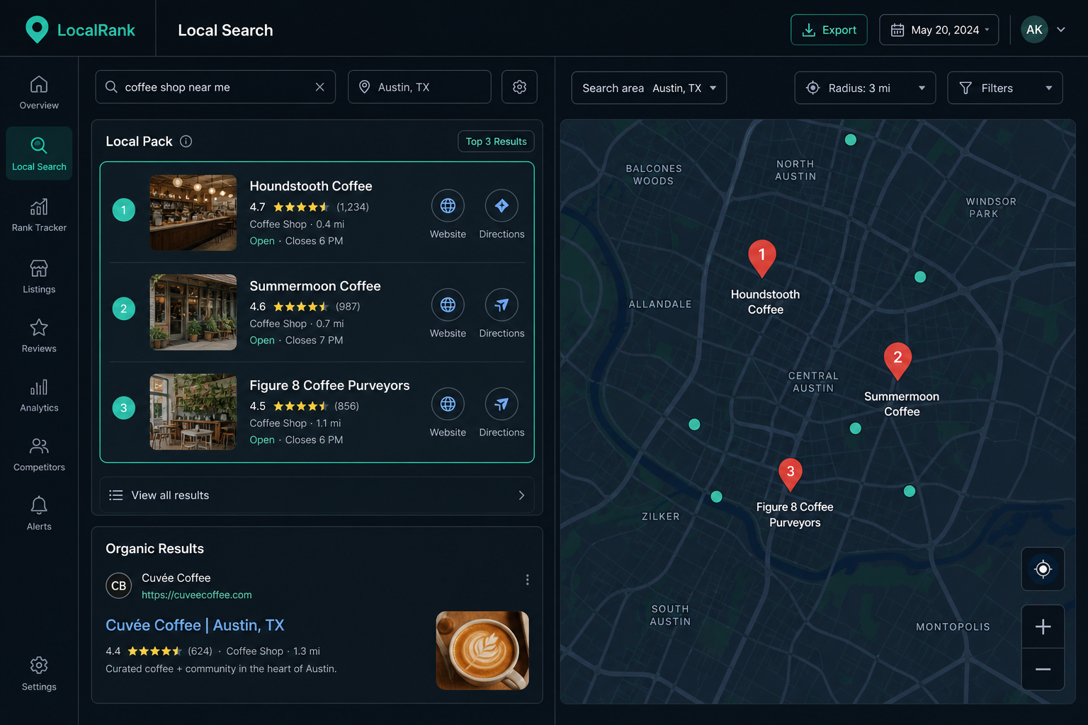 Google Maps local pack showing top-ranked local businesses in the map results