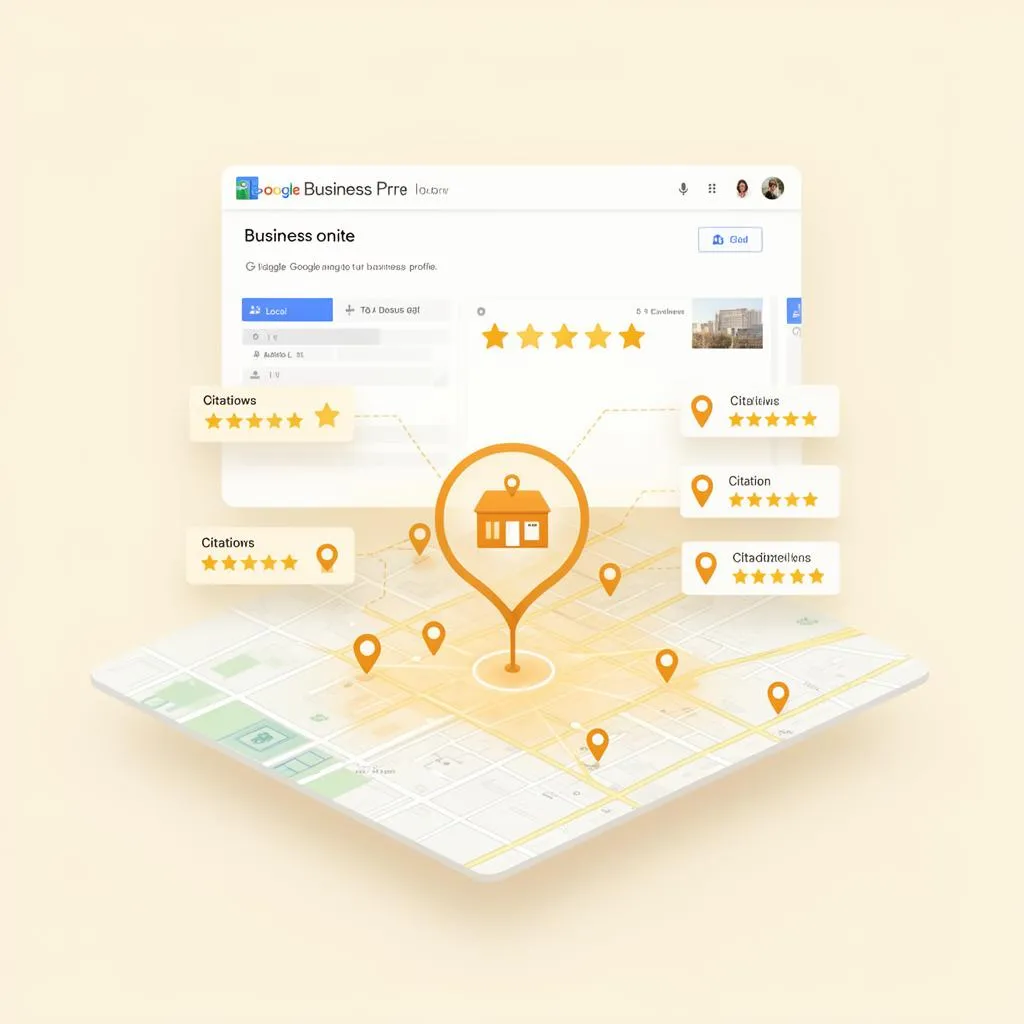 Google Business Profile optimization and local map illustration
