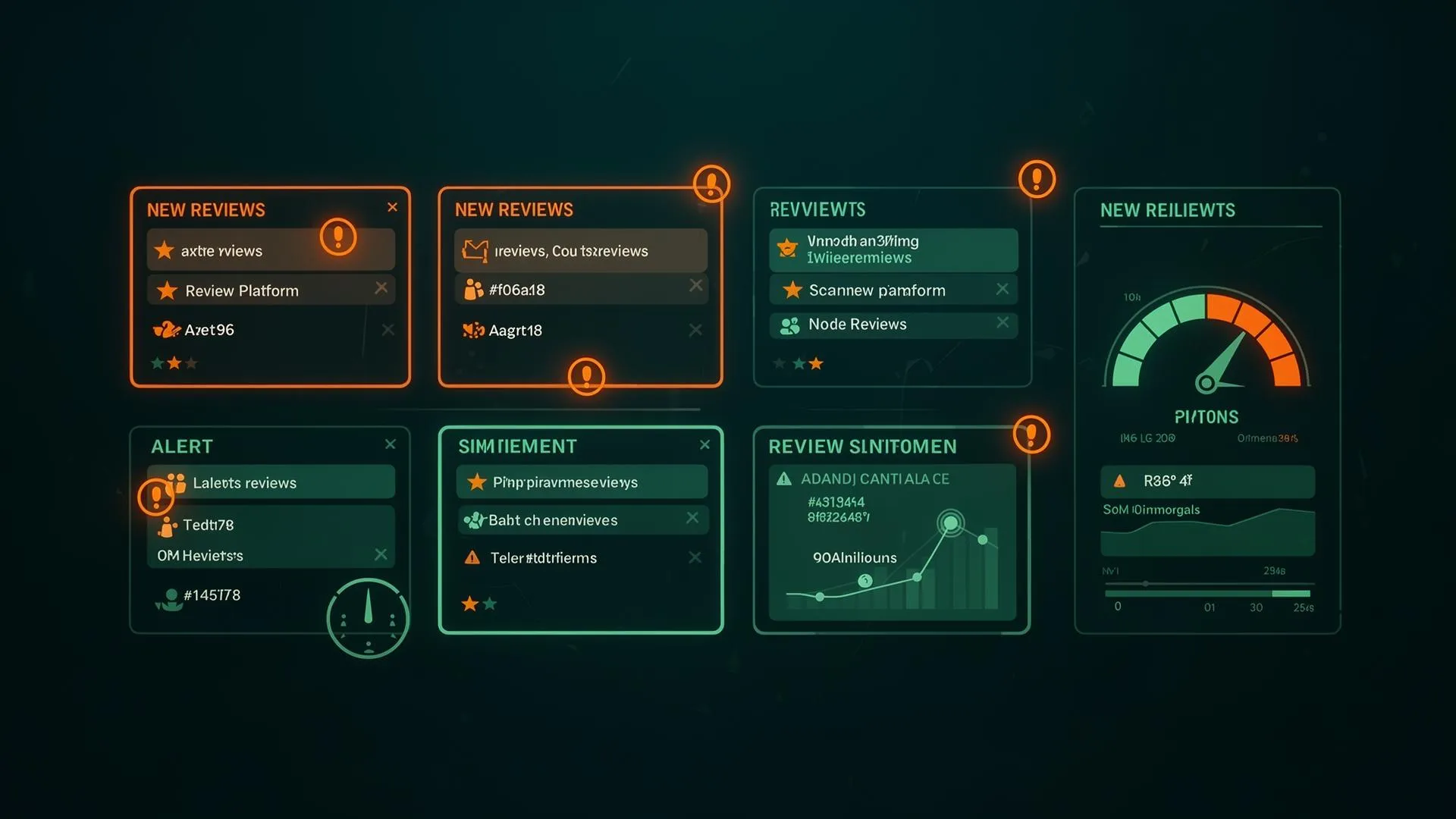 Real-time review monitoring dashboard with alerts and sentiment dial