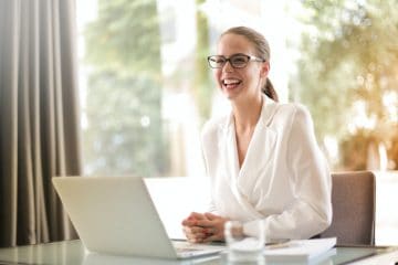 woman working on laptop