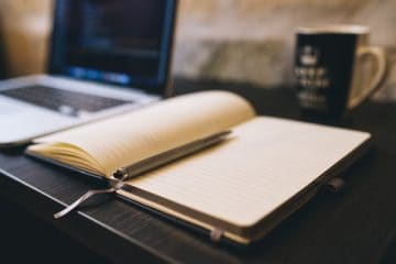 notebook on table