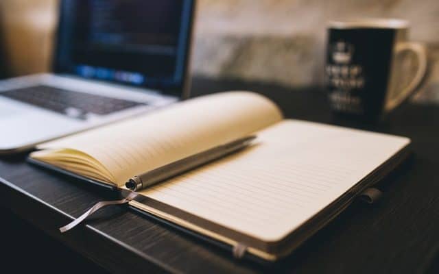 notebook on table